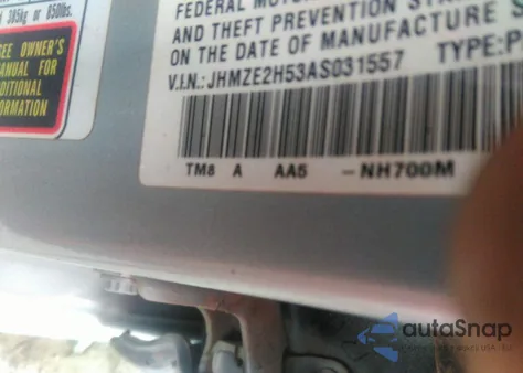 2010 Honda Insight Lx из США, поврежденный, VIN JHMZE2H53AS031557